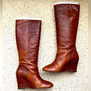 Steve Madden Wedge Riding Boots - Cognac - Size 8.5